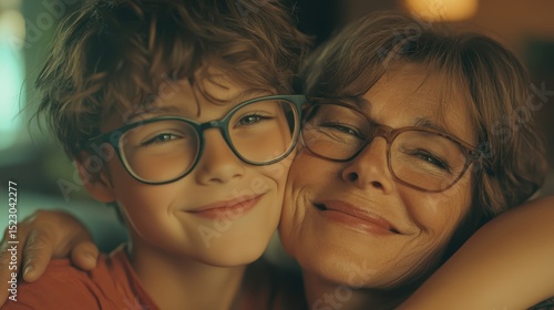 Wallpaper Mural Loving Embrace. Grandmother and Grandson Share Heartwarming Bond in Glasses Together Torontodigital.ca