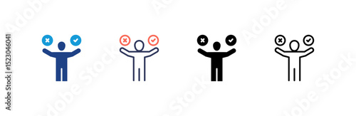 Decisiveness icon set multiple style collection