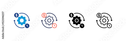 Efficiency icon set multiple style collection