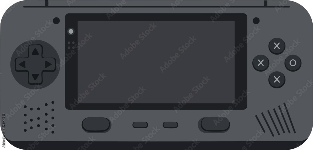 Fototapeta premium Handheld Video Game Console Portable Gaming Device Vector Illustration in Gray Color