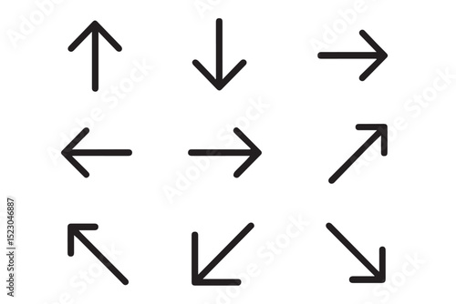 directional arrows, minimalist black icons for navigation, movement   icon set