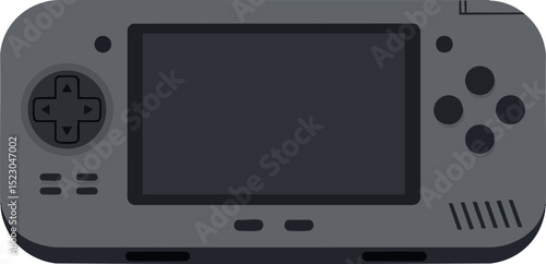 Handheld Game Console Vector Illustration in Gray with Buttons and Screen Design 