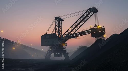 Coal loading crane at dawn