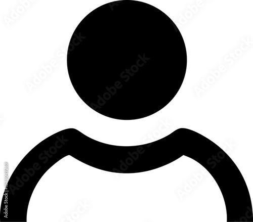 Black Single Person Icon, Simple Neck Line. Editable Vector Format. For People, User, Profile, Individual Identity Themes. Vector Illustrations.