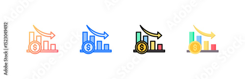 Recession icon set multiple style collection