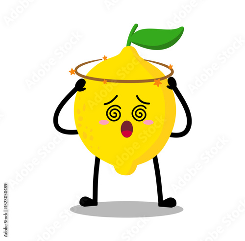 Cute Hand Drawn Dizzy Lemon Spinning Head