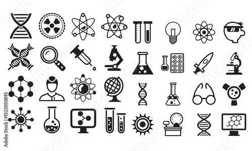 Biotechnology Postal and Digital Mail modern icons set.