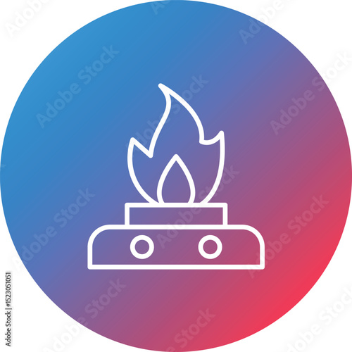 Oil Fire Line Gradient Circle Background Icon