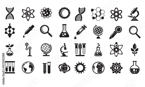 Biotechnology Postal and Digital Mail modern icons set.