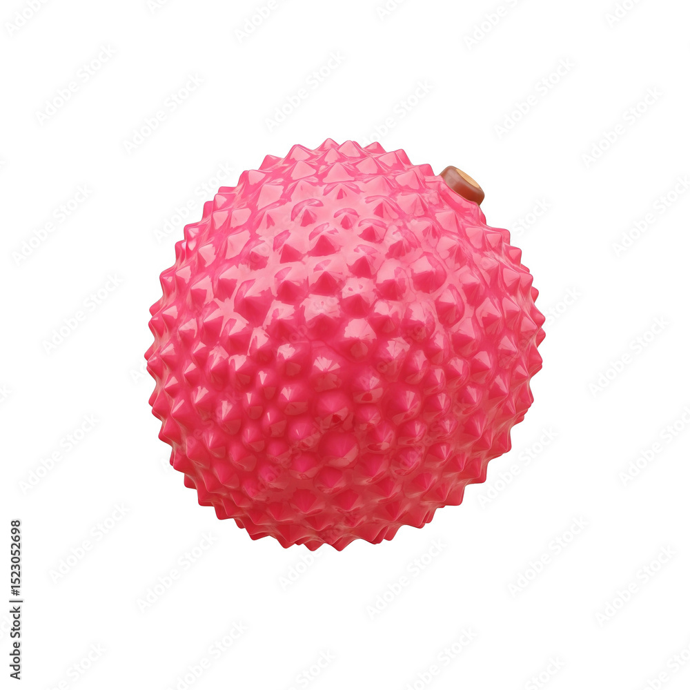 A vibrant pink lychee, its spiky skin isolated on transparent background, showcasing its unique texture and tropical allure A vibrant pink lychee, its spiky skin isolated on transparent background, showcasing its unique texture and tropical allure