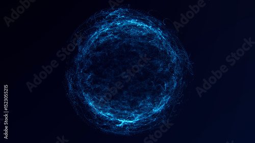 Dynamic particle sphere pulsing with blue energy in dark space , 4K abstract data core animation for futuristic sci-fi, quantum fields, and digital intelligence visual concepts