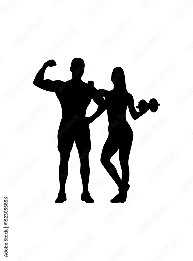 Girl and boy standing together doing exercises vector. Girl and boy standing together doing exercises vector.