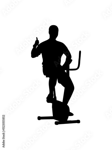 A boy is exercising on a cross-trainer machine vector.
