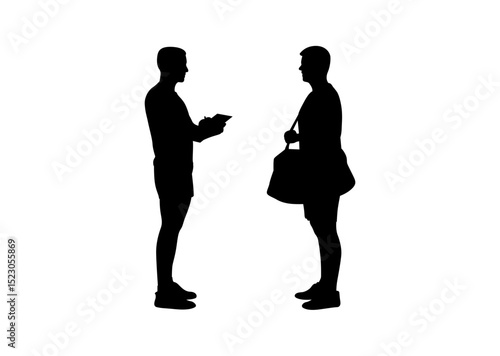 A businessman is carrying a bag on his back. A man is going to the gym with a backpack. Vector