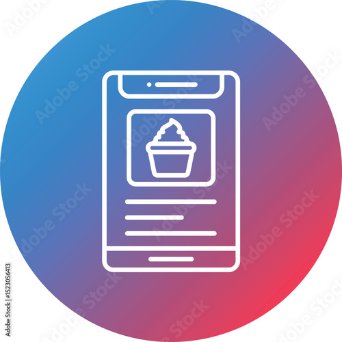 Mobile Bakery Line Gradient Circle Background Icon