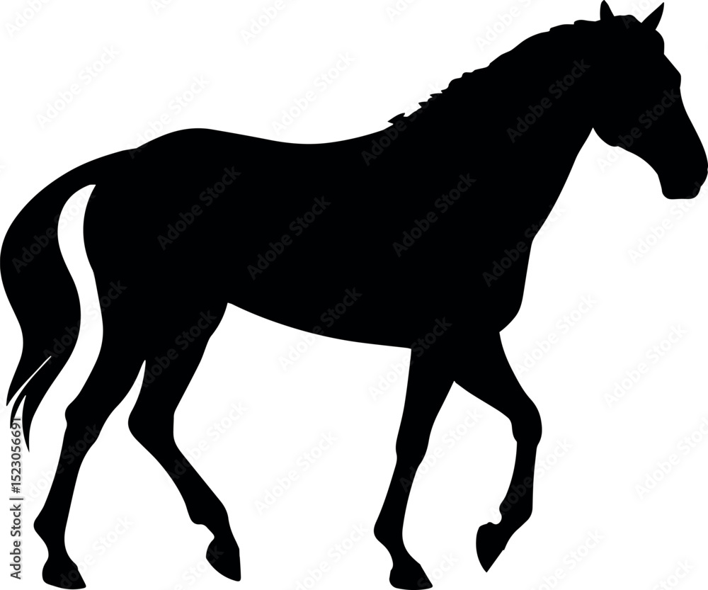 Obraz premium Silhouette of a standing horse facing left, isolated 