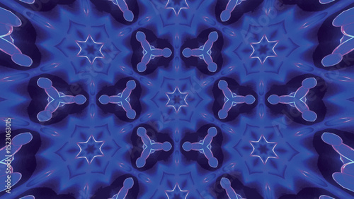 An abstract blue light kaleidoscope pattern designed for maximum visual impact with vibrant resonance. Stunning, mesmerizing kaleidoscope effect. Vector illustration.
