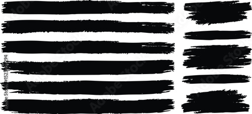 Adobe Illustrator Artwork Brush line set. Vector calligraphy paint strokes. Vintage Chinese brushstrokes collection.
