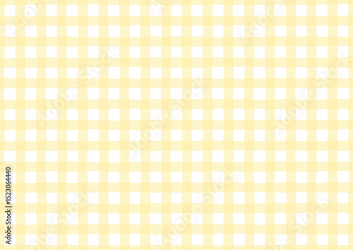 かわいい手書き風の黄色のチェック柄背景　イラスト　ベクター