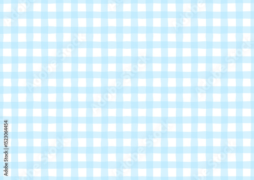 かわいい手書き風の水色のチェック柄背景　イラスト　ベクター
