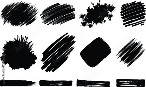 Adobe Illustrator Artwork Brush line set. Vector calligraphy paint strokes. Vintage Chinese brushstrokes collection.
