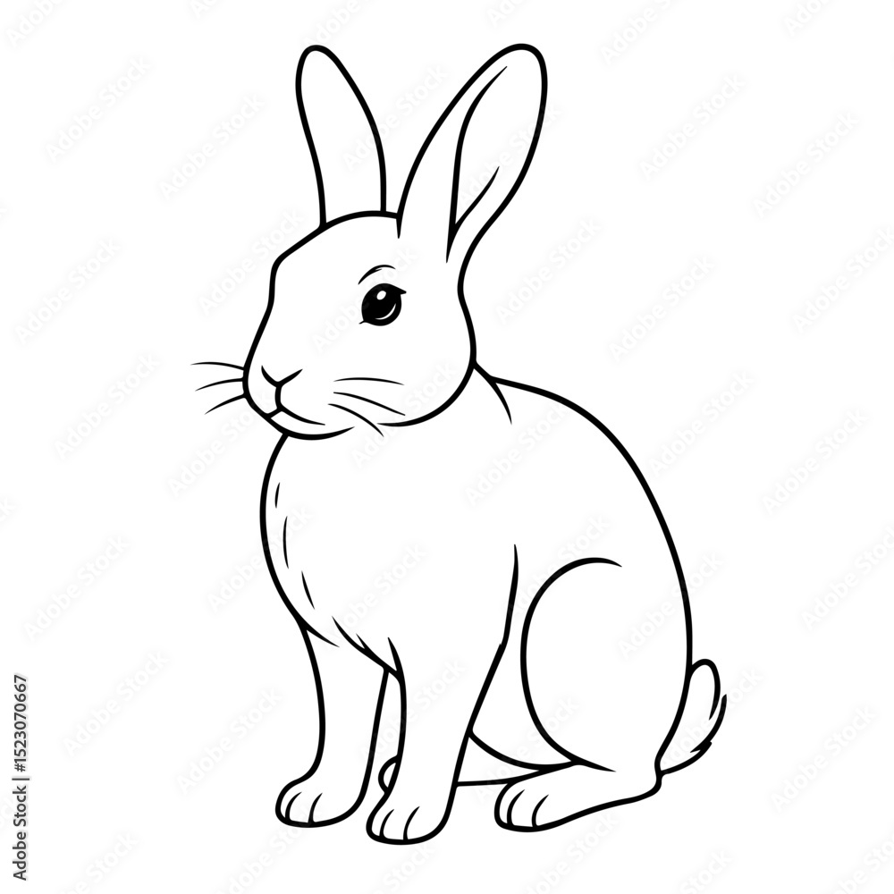 Obraz premium rabbit vector realistic line icon on white background Vector line icon animal, wildlife