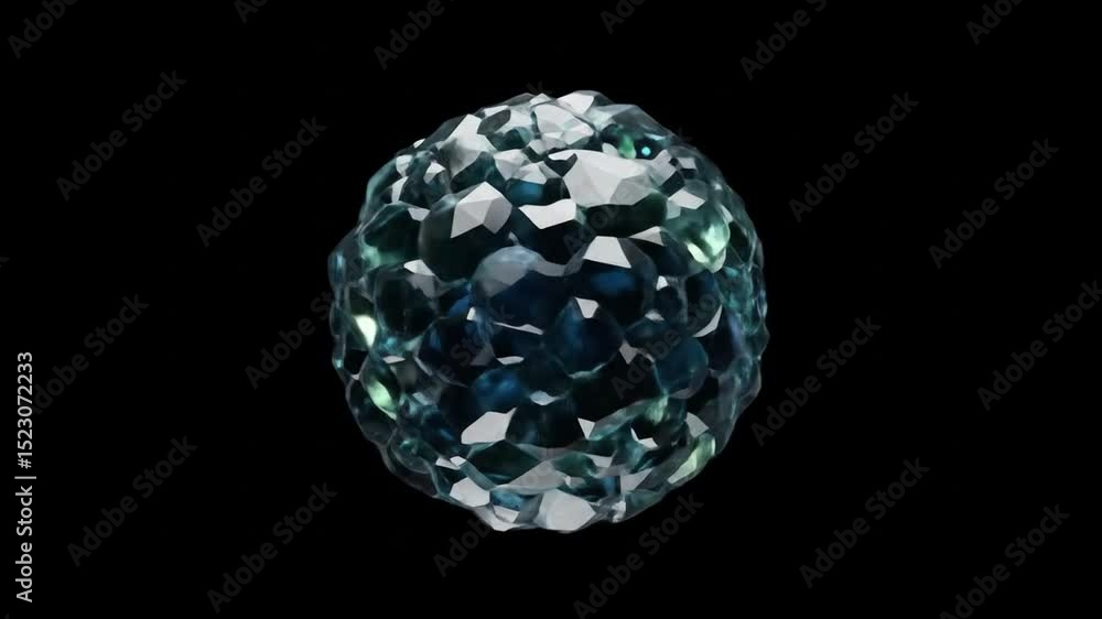 Abstract Blue Crystal Sphere on Black Background Abstract Blue Crystal Sphere on Black Background