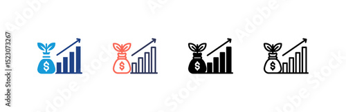 Growth icon set multiple style collection