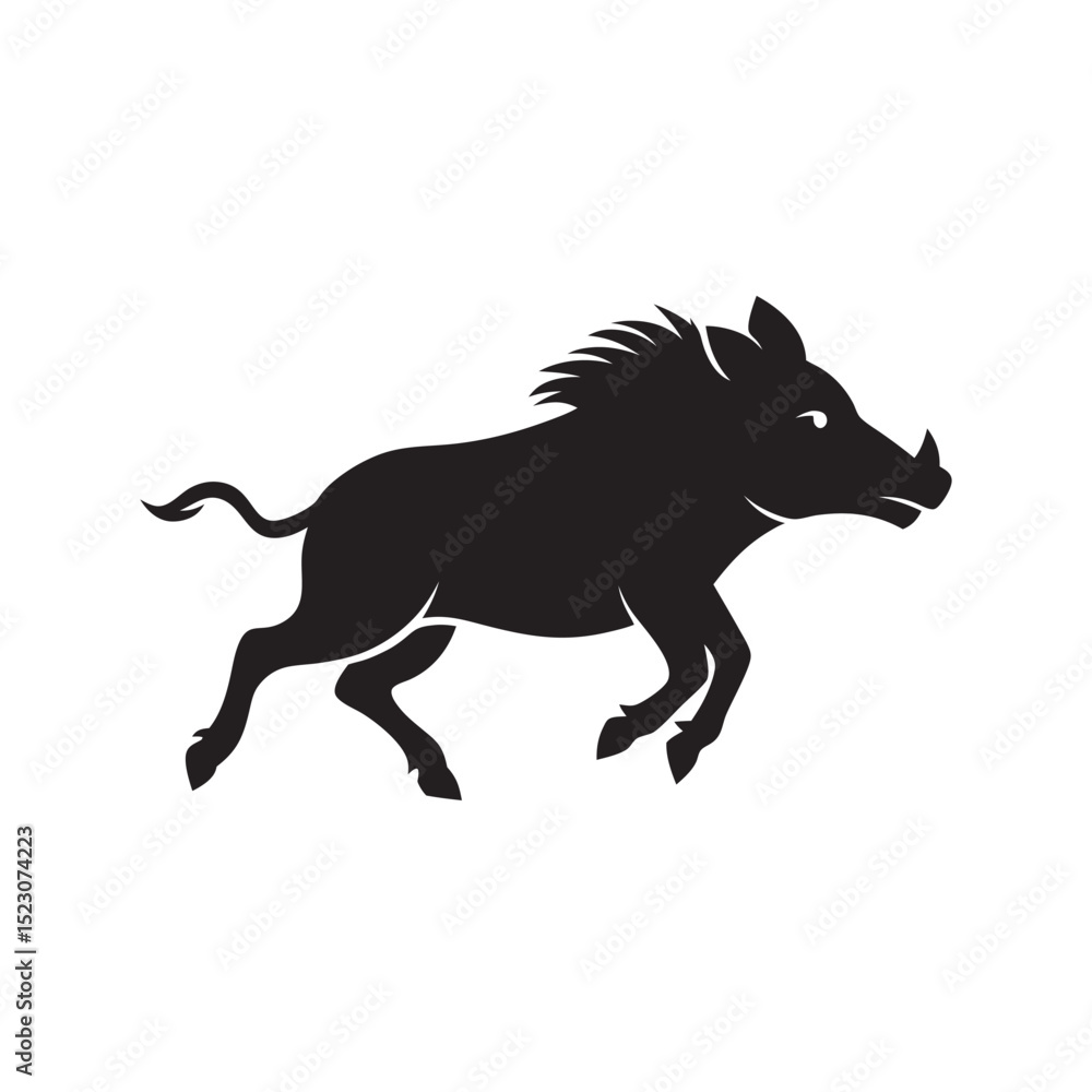 Fototapeta premium Warthog Running Through Silhouette Vector