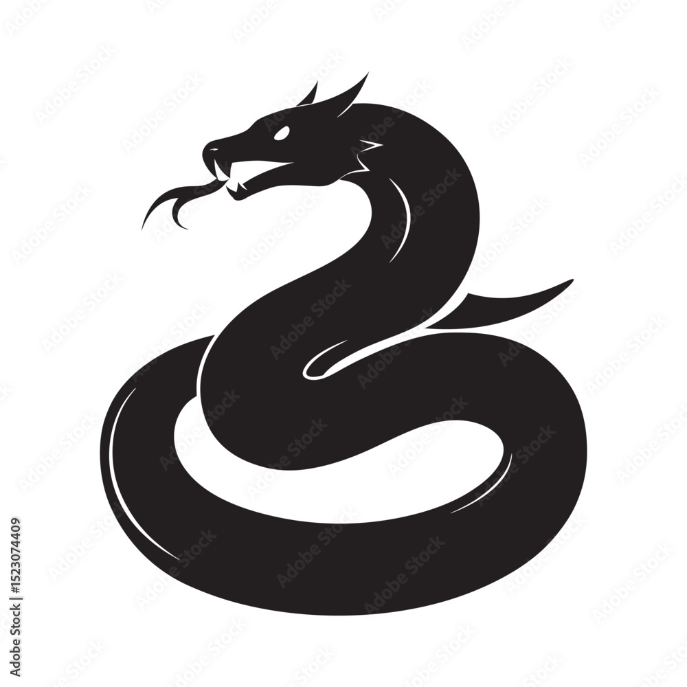 Obraz premium Rattlesnake Coiled With Raised Head Silhouette