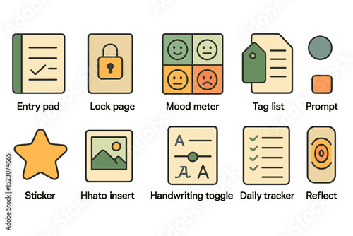 User interface icons for organization and productivity tools