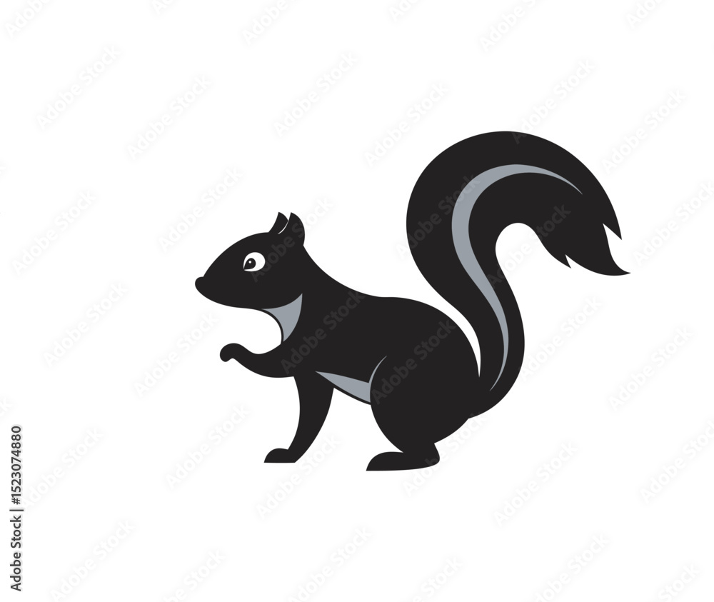 Obraz premium Skunk Lifting Tail In Defense Silhouette Vector