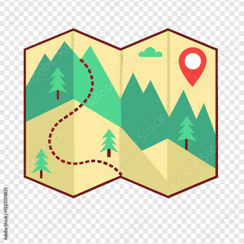 Adventure Awaits Discover Uncharted Territories with this Detailed Hiking Map Illustration