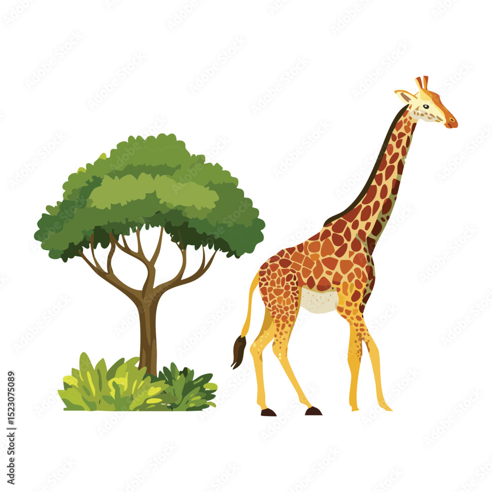 Fototapeta premium Tall Giraffe Standing Beside Green Tree