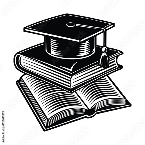 Graduation Cap Books Vintage Vector