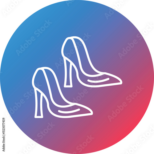 High Heel Line Gradient Circle Background Icon