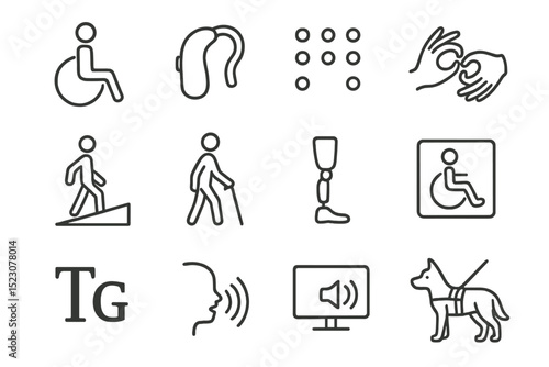 Accessibility icons representing disability inclusivity and support services