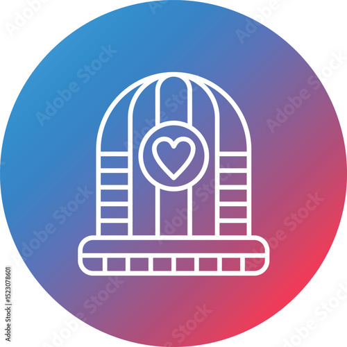 Winter Cap Line Gradient Circle Background Icon