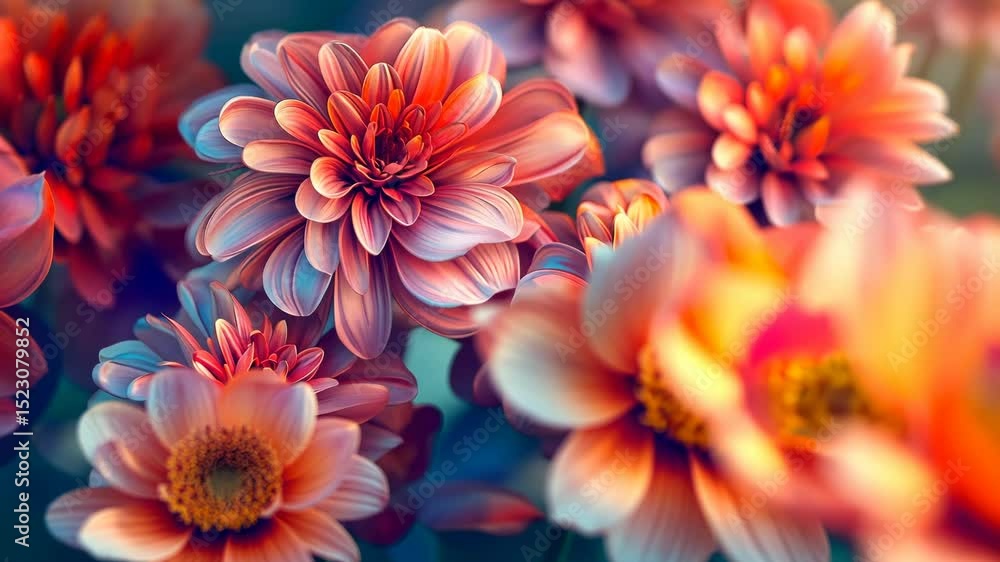Beautiful Pink and Yellow Chrysanthemum and Dahlia Flowers in Bloom Isolated Closeup in a Summer Garden Beautiful Pink and Yellow Chrysanthemum and Dahlia Flowers in Bloom Isolated Closeup in a Summer Garden
