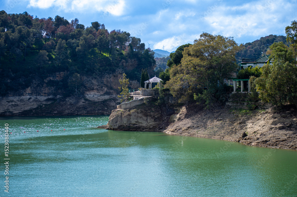 Obraz premium Guadalhorce reservoirs are group of six reservoirs on the middle course of the Guadalhorce River and two of its largest tributaries in Andalusia, Spain