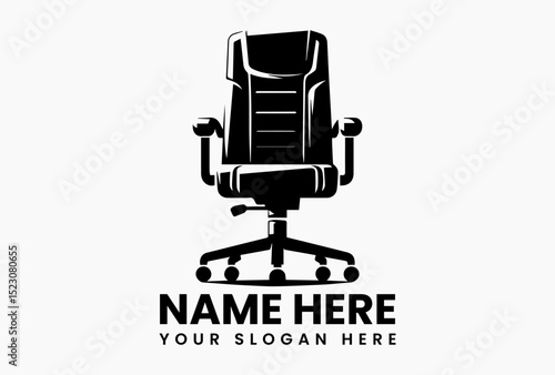 Sleek adjustable ergonomic chair vector logo with rolling wheels for modern office spaces  