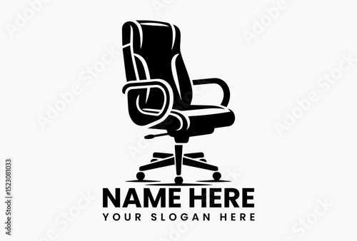 Professional ergonomic office seating vector logo with customizable adjustments and smooth wheels  