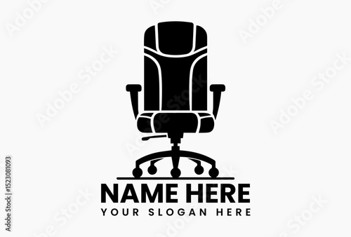 Professional ergonomic office seating vector logo with customizable adjustments and smooth wheels  