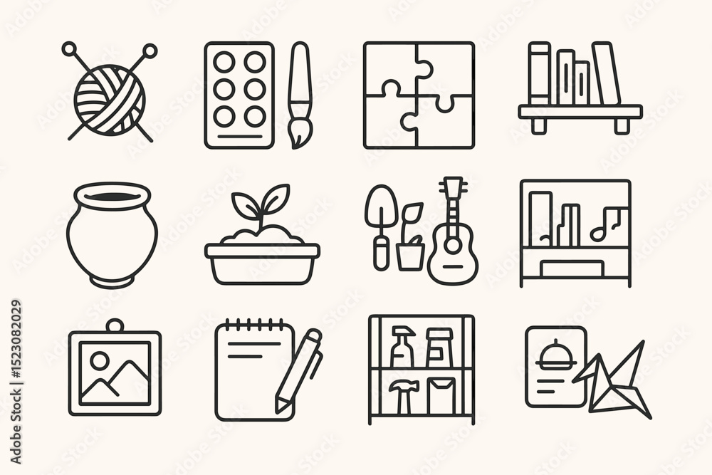 Creative hobbies and activities: knitting, painting, gardening, music, reading, origami Creative hobbies and activities: knitting, painting, gardening, music, reading, origami