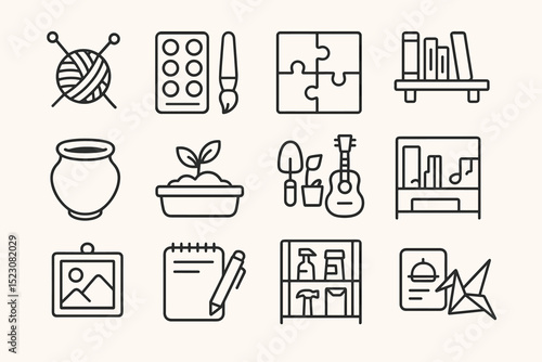 Creative hobbies and activities: knitting, painting, gardening, music, reading, origami