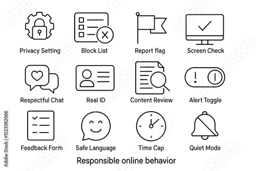 Icons for responsible online behavior and user protection