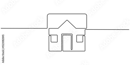 continuous line simple house.one line drawing of housing, real estate, property. single line vector illustration. isolated white background, Continuous thin line home vector illustration, minimalist