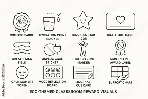 Eco-themed classroom reward visuals for positive behavior recognition