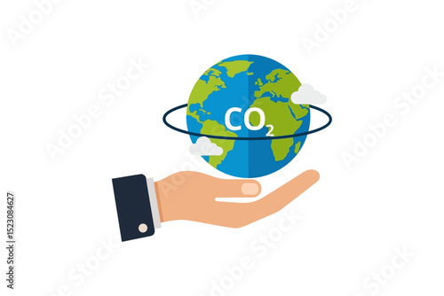 Holding Planet Earth with CO2 Symbol for Environment Concepts