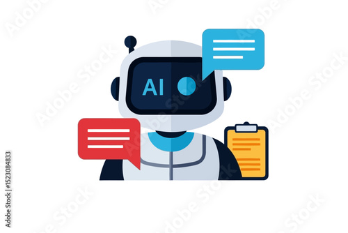 Robot Tutor Giving Online Lesson with Speech Bubbles